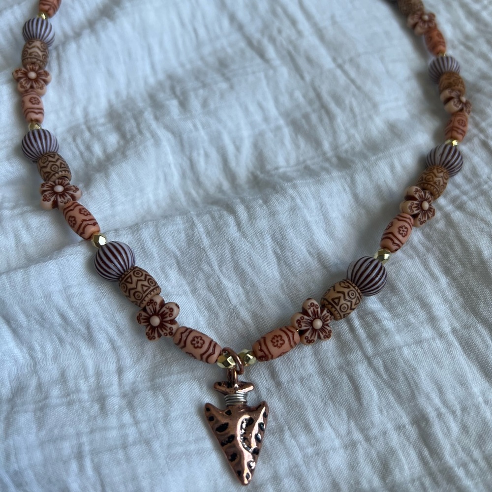 Custom hand made beaded arrowhead necklace